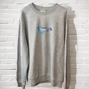 ☀️Yawa Gray Long Sleeve Crewneck Logo Pullover Sweatshirt Size L